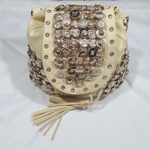 Gold satchel handbag bookbag